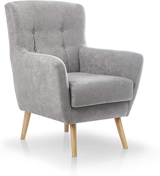 SUENOSZZZ-ESPECIALISTAS DEL DESCANSO Butaca nórdica Izan de una Plaza, sillón tapizado en Tela Antimanchas Color Gris