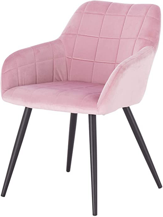 WOLTU 1 x Sillas de Comedor Nordicas Estilo Vintage Juego de 1, Silla de Cocina Silla Tapizada con Reposabrazos Tapizadas en Terciopelo, Estructura de Metal, Rosa BH93rs-1