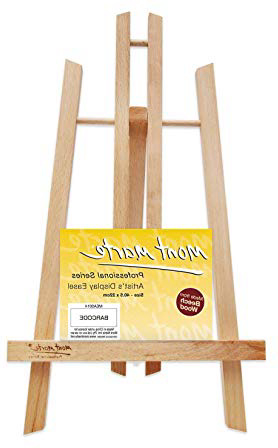 MONT MARTE Caballete Mesa pequeña de madera de Haya - Medio - Caballete compacto - Ideal para la presentación de lienzos y marcos de hasta 40 cm - Ideal para Eventos, Exhibiciones y Convenciones