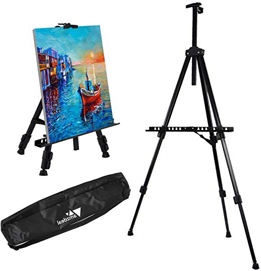 Amzdeal Caballete Trípode de Hierro Caballete de Pintura Regulable Ligero y Telescópico con Bolsa de Transporte Plegable y Estable hasta 162CM/4KG para Pintura Póster