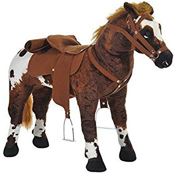 Homcom Caballo de Juguete Niños Mayores de 3 años con Silla y Sonidos Pilas Incluidas (Marron)