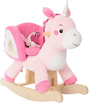 labebe - Mecedora Caballo Bebe, Rosa Unicornio Caballito balancin, Juguete Caballos balancin por Niña 1-3 Años,Caballo balancin Infantil, Niños Peluche Columpio Caballo, Madera Mecedora Caballito/Poni