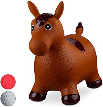 Relaxdays- Saltador Hinchable Caballo para Niños hasta 50 Kg sin BPA, Plástico, Color marrón, 48 x 26 x 58 cm (10024991_93)