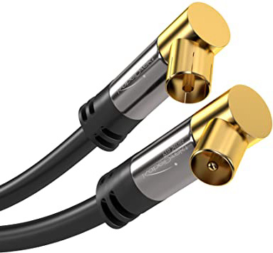KabelDirekt PRO Series - Cable Coaxial Antena en Ángulo 90° Clase A, Soporta DVB-T, DVB-S, DVB-C, DVB-S2 y HDTV, para TV y radio), 1 m