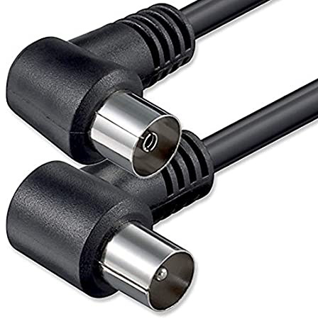 1aTTack - Cable coaxial para Antena (Conector coaxial F a Conector coaxial F, Doble apantallamiento, 75db 85db 100db 110 db 120 db 125 db) Koax Schwarz St-KU (2xWinkel) 75db 1,5 Meter