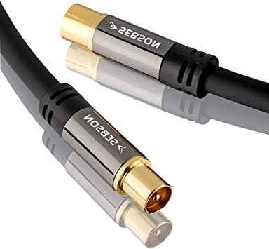 SEBSON Cable Antena TV 2m, Macho/Hembra, blindado cuádruple 105dB 75 Ohm, Cable Coaxial para Televisión (HDTV, UHD, 4K), Receptor, Radio