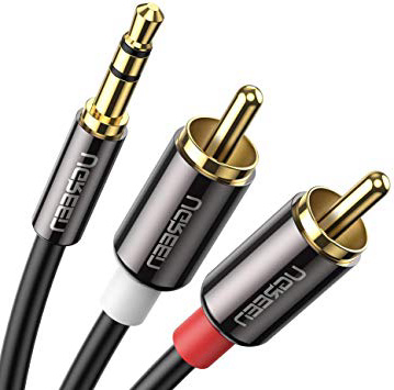 UGREEN Cable Audio Estéreo Jack 3,5mm a 2RCA, Cable Minijack 3,5mm a 2 RCA Macho a Macho con Conectores Metálicos para Móvil iPhone iPod Smart TV Reproductor MP3 Tablet PC Amplificador Altavoz (2M)