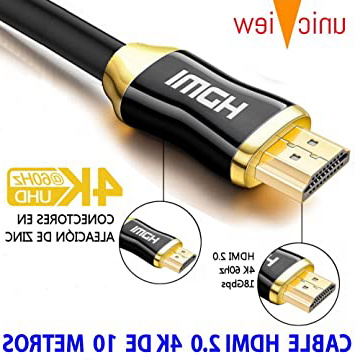 Cable de HDMI 2.0 de 10 Metros 4K Ultra HD Marca Unicview | Alta Velocidad con Ethernet | Full HD 1080p/4K Ultra HD 2160p/3D/ARC y CEC | Triple blindaje Compatible con TV I Proyector I PS4 I Xbox