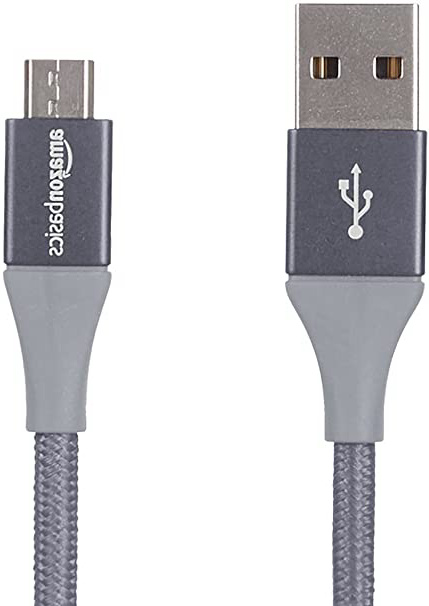 AmazonBasics – Cable USB 2.0 A a micro USB B con trenzado doble | 0,9 m, Gris oscuro