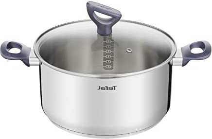 Tefal Daily Cook - Cacerola acero inoxidable con Tapa de 24 cm, 4 Litros, base reforzada, aptas para todo tipo de cocinas incluido inducción, gran conductividad y resistencia con materiales reciclados