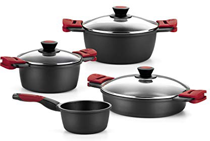 BRA Premiere - Batería 4 piezas de aluminio fundido con antiadherente, apta para todo tipo de cocinas Incluso inducción