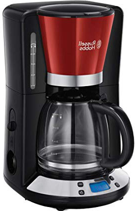 Russell Hobbs Colours Plus - Cafetera de Goteo (Jarra Cafetera para 15 Tazas, 1000 W, Negro y Rojo) - ref. 24031-56