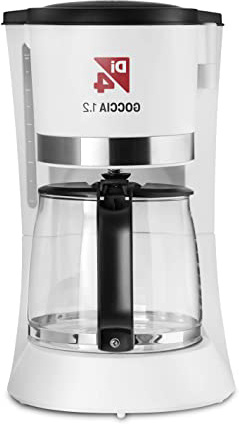 Di4 Goccia 1.2 - Cafetera de goteo 1.2L de capacidad, 680W, Jarra Cristal, Antigoteo,Filtro extraíble, Interruptor ON/OFF, 12 Tazas