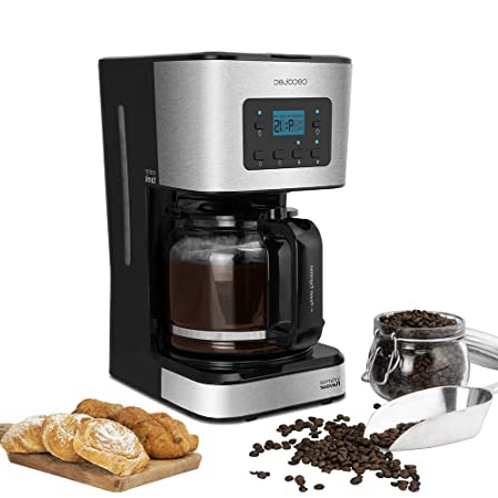 Cecotec Cafetera Goteo Coffee 66 Smart. Tecnología ExtremeAroma, Digital con Pantalla LCD, Capacidad 1,5l (12 tazas), Función Recalentar y Mantener Caliente, Jarra Termoresistente, Programable, 950W