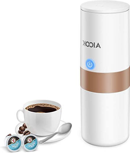 Cafetera Café Portátil Aicok, K-Cup Cafetera Automatizada, Máquina de Café Eléctrica para Viajes, Operación Sencilla con un Solo Botón, Perfecta para Conducir un Automóvil y en Cualquier Lugar