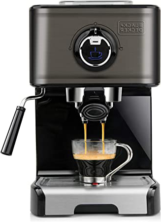 Black+Decker BXCO1200E Cafetera espresso, Acero Inoxidable, Negro