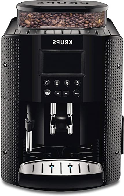 Krups EA815070 - Cafetera Automática 15 Bares de Presión, Pantalla LCD, 3 Niveles de Intensidad, Ajustable de 20 ml a 220 ml, Programa Automático de Limpieza y Descalcificación, Molinillo Integrado
