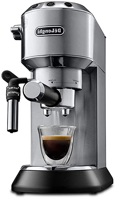 De'longhi Dedica - Cafetera de Bomba de Acero Inoxidable para Café Molido o Monodosis, Cafetera para Espresso y Cappuccino, Depósito de 1.3 Litros, Sistema Anti-goteo, EC685.M, Metal