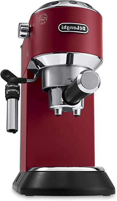 De'longhi Dedica - Cafetera de Bomba de Acero Inoxidable para Café Molido o Monodosis, Cafetera para Espresso y Cappuccino, Depósito de 1.3 Litros, Sistema Anti-goteo, EC685.R, Rojo