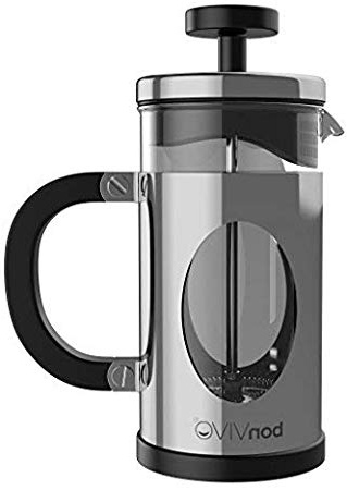 bonVIVO GAZETARO I Cafetera Francesa (French Press) y Prensa Francesa de Embolo Fabricada con Acero Inoxidable - Cafetera Filtro con Acabado en Plata con Filtros, tamaño: 0.35 L / 350ml