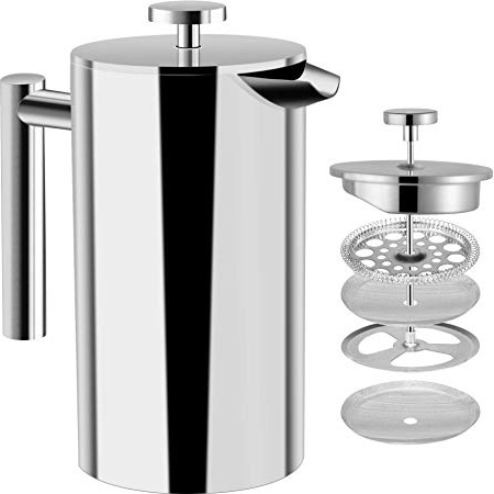Utopia Kitchen (1L / 1000 ml) Cafetera Francesa Doble Pared - espresso y tetera Acero inoxidable