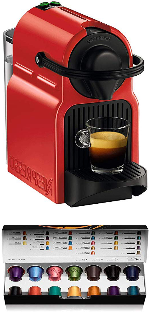 Nespresso Krups Inissia XN1005 - Cafetera monodosis de cápsulas Nespresso, 19 bares, apagado automático, color rojo
