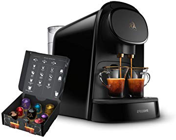 Philips L'OR LM8012/60 Barista - Cafetera compatible con cápsula individual/doble, 19 bares presión, depósito 1L, color negro
