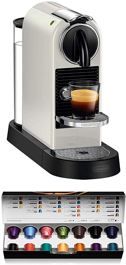 Nespresso De'Longhi Citiz EN167.W - Cafetera monodosis de cápsulas Nespresso, compacta, 19 bares, apagado automático, color blanco