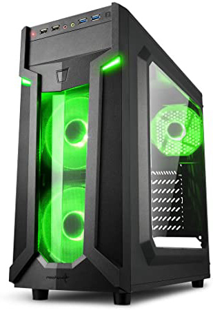 Sharkoon VG6-W - Caja de Ordenador, PC Gaming, Semitorre ATX, Negro/Verde