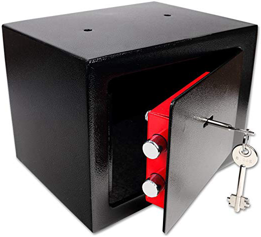 Schramm® Caja Fuerte Caja Fuerte con Cerradura Mini Caja Fuerte Mini Caja Fuerte de Pared Caja Fuerte para Muebles Caja Fuerte de Pared con Llave Negro