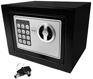 Caja fuerte de seguridad electrónica con teclado y cerradura para llave, tornillos de anclaje y pilas incluidas