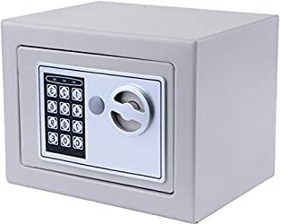 Hopekings Caja Fuerte Pequeña, 230 x 170 x 170 mm Caja Fuerte Electronica,Cajas Fuertes Empotrables con 4 Pilas y 2 Llaves de Emergencia, Plateado
