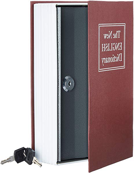 AmazonBasics - Caja de seguridad en forma de libro - Cerradura con llave - Rojo