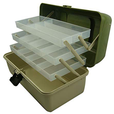 Lunar Box Caja para Aparejos de Pesca voladiza con 3 bandejas. Compartimentos Ajustables