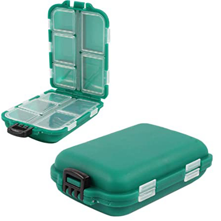 Chytaii 2pcs Caja para Aparejos de Pesca Caja de Almacenamiento con 10 Compartimentos para Pesca Caja de Gancho Caja de Accesorios de PVC Almacenamiento Caso Verde