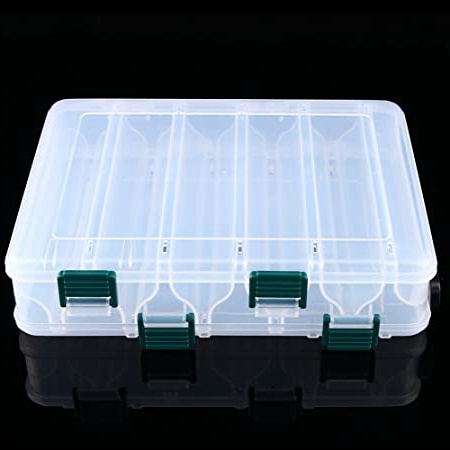 Cajas de Aparejos Caja de Señuelos de Plástico para Almacenamiento de Pesca de Doble Caras con 12 Compartimentos Accesorios de Pescar