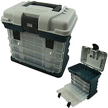 Cajas de almacenamiento y transporte con 4 compartimentos ajustables, caja para aparejos de pesca, caja de herramientas de Lunar Box ®