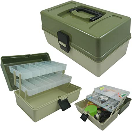 Lunar Box Caja para Aparejos de Pesca voladiza con 2 bandejas. Compartimentos Ajustables