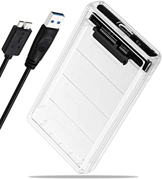 YiYunTE Carcasa Disco Duro 2.5" USB 3.0 Caja Disco Duro Externo Transparante Carcasa de HDD SSD SATA 7/9.5mm Sopporta UASP Ultra Rápida 5GPS con Cable USB3.0 Compatible con Windows Linux Mac OS