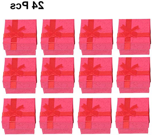 OUNONA 24 Piezas Joyería Organizador Caja de Regalo Regalo Pendientes Pulsera para Collar (Rojo)