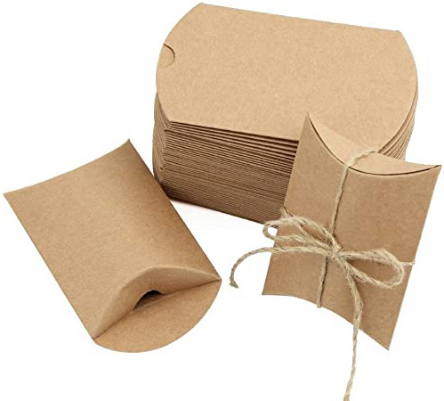 JTDEAL 50 Cajas para Regalo y 50 Cuerda de Yute(64cm), Bolsas de Regalo, Cajas de Papel Kraft Vintage, para Boda Favor Fiesta, para Regalos Pequeñitos de Boda/Cumpleaños/Fiesta - Marrón