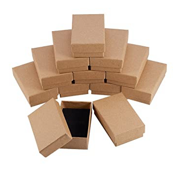 NBEADS 24 Piezas Caja de Joyas de Cajas de Cartón de Rectángulo de Kraft Marrón para Exhibición de Regalos de Anillo de Collar, 8x5x3 cm