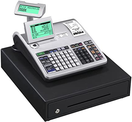 Casio SE-S3000MB-SR GDPdU - Caja registradora (10 líneas en pantalla), color plateado y negro