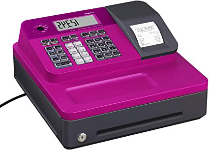 Casio SE-G1SB-PK - Caja registradora (cajón pequeño para dinero, impresora y pantalla para cliente), color rosa