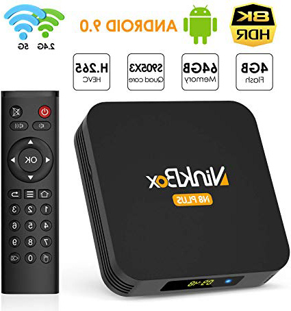 NinkBox Android TV Box 9.0, 【4G+64G】 N8 Plus TV Box Android, Bluetooth 4.0, TV Box de Amlogic S905X3 Quad-Core 64bit Cortex-A55, LAN 100M Wi-Fi 2.4G/5G, 3D Ultra HD 8K Smart TV Box