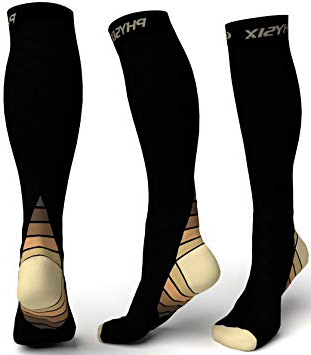 Physix Gear Sport Calcetines de compresión, los Mejores Calcetines compresión Mujer y Hombre para aliviar el Dolor de pies y Gemelos, Medias de compresión Hombre y Mujer Transpirables y Resistentes