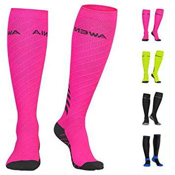 Awenia Calcetines de Compresión Deportivos Medias Transpirables para Hombres y Mujeres, para Crossfit Fútbol Avion Viaje Enfermera