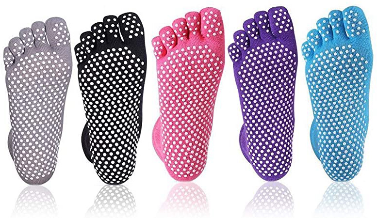 Cisixin Calcetines de Yoga Antideslizantes