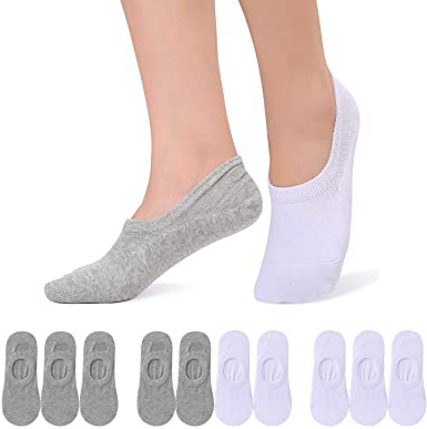 FALARY Calcetines Mujer Hombre 10 Pares Cortos Calcetines Invisibles tobillero Algodon Silicona Antideslizante Verano