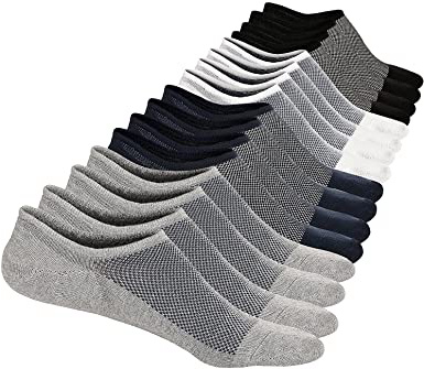 Ueither Calcetines Cortos Hombre Invisibles Respirable Calcetines tobilleros Algodón Antideslizantes